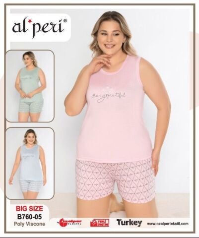 Alperi B760-05 (3XL-4XL-5XL-6XL) Bayan Şortlu Takım 4'lü
