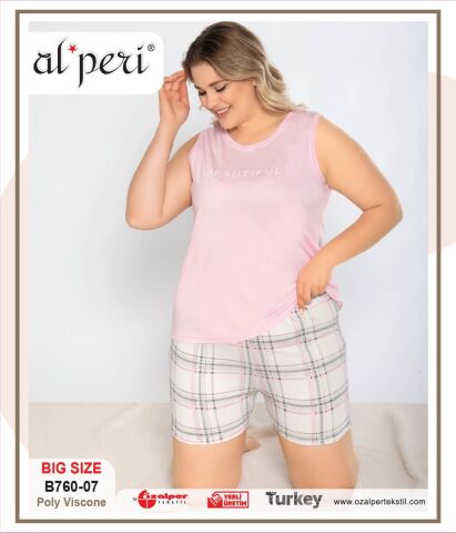 Alperi B760-07 (3XL-4XL-5XL-6XL) Bayan Şortlu Takım 4'lü