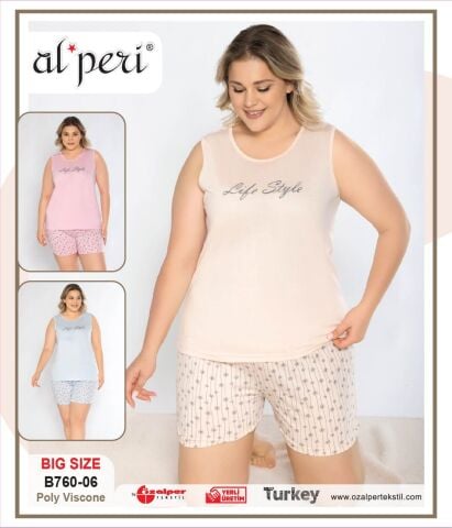 Alperi B760-06 (3XL-4XL-5XL-6XL) Bayan Şortlu Takım 4'lü