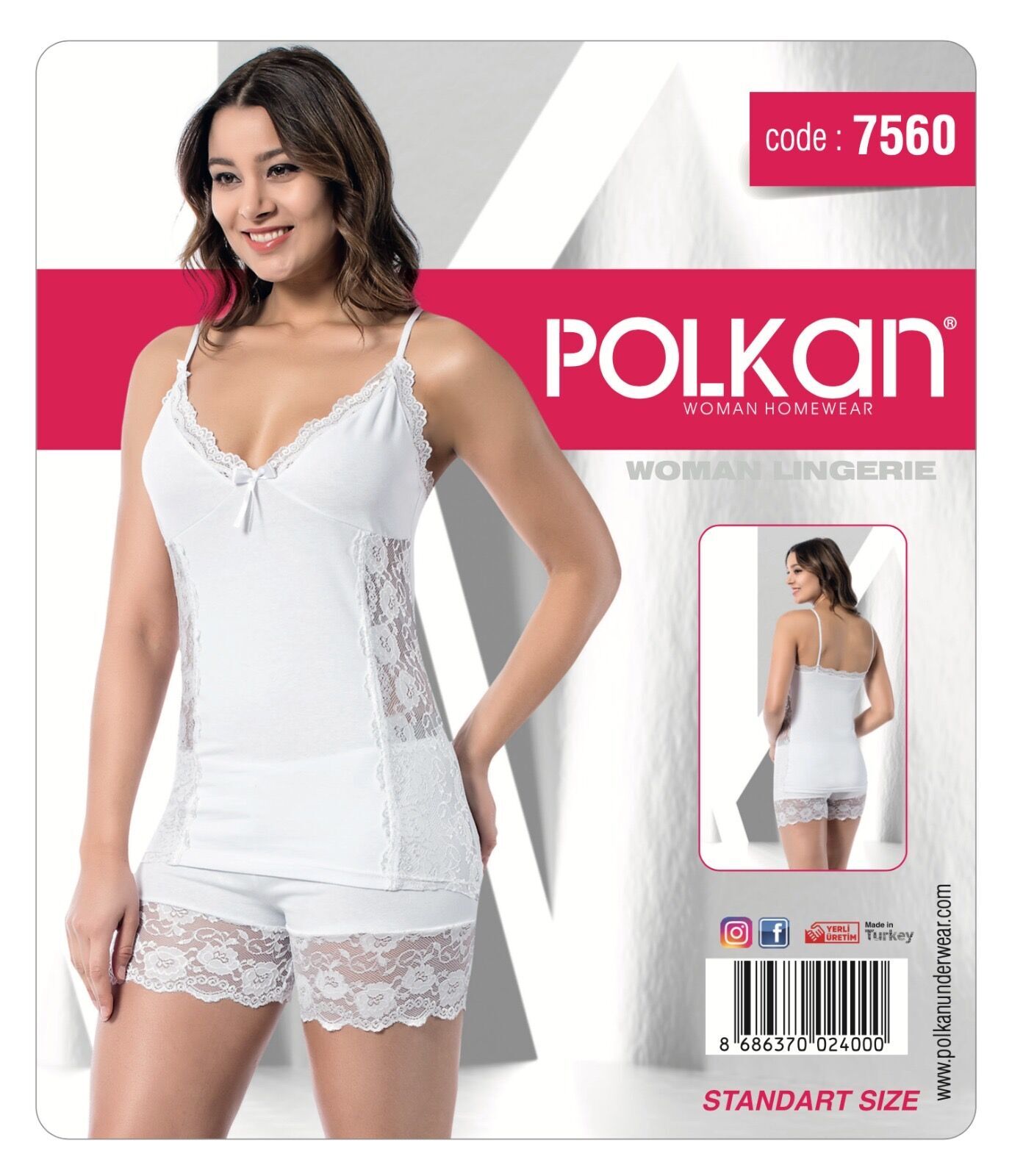 Polkan 7560 Dantelli Bayan Şortlu Takım