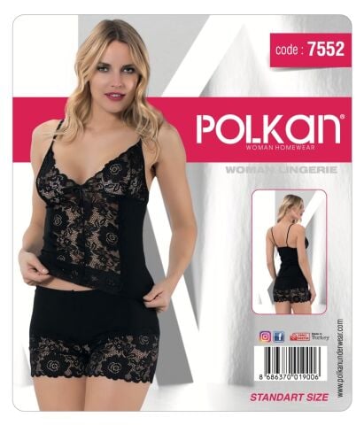Polkan 7552 Dantelli Bayan Şortlu Takım
