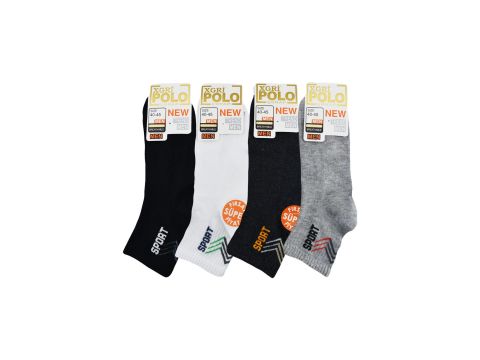XGRİ POLO (E-E-7-2) Erkek Uzun Konç Patik 12'li