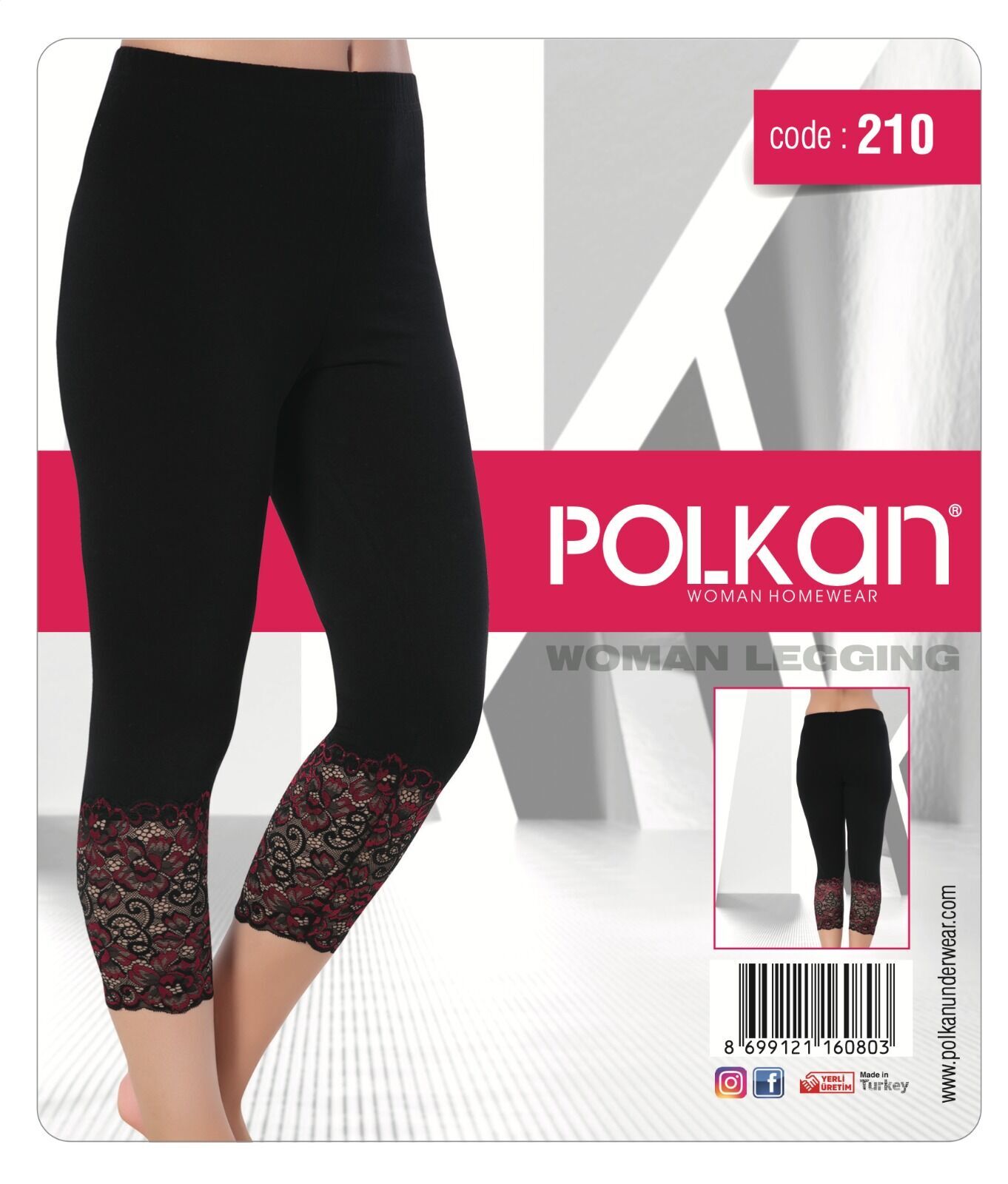Polkan 210 Altı Dantelli Bayan Tayt