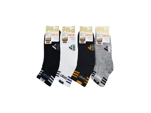 XGRİ POLO (E-E-7-4) Erkek Uzun Konç Patik 12'li