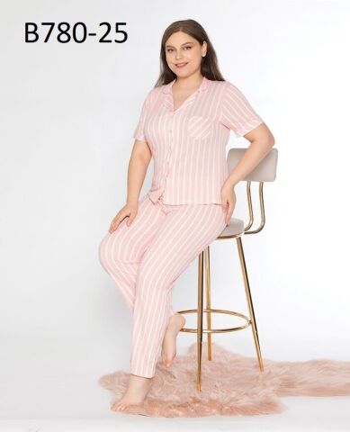 Alperi B780-25 (3XL-4XL-5XL-6XL) Bayan Kısa Kollu Pijama Takım 4'lü