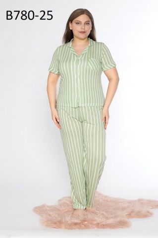 Alperi B780-25 (3XL-4XL-5XL-6XL) Bayan Kısa Kollu Pijama Takım 4'lü