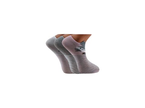 XGRİ POLO (B-6-6) 3'lü Bayan Penye Üç Boyutlu Sneaker 12'li