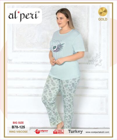 Alperi B78-125 (3XL-4XL-5XL-6XL) Bayan Kısa Kollu Pijama Takım 4'lü