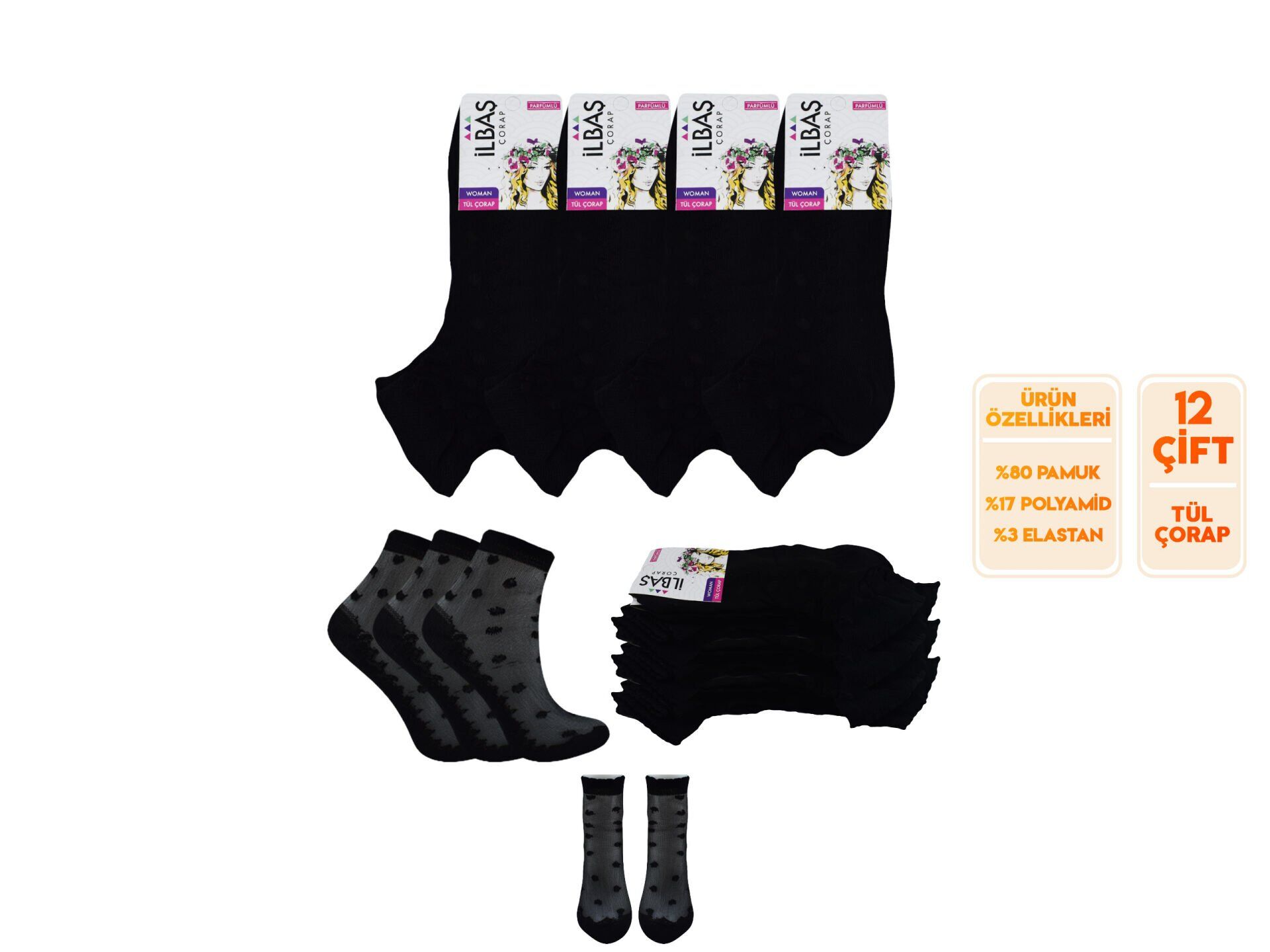 İlbaş 1-3 Bayan Tül Patik 12'li