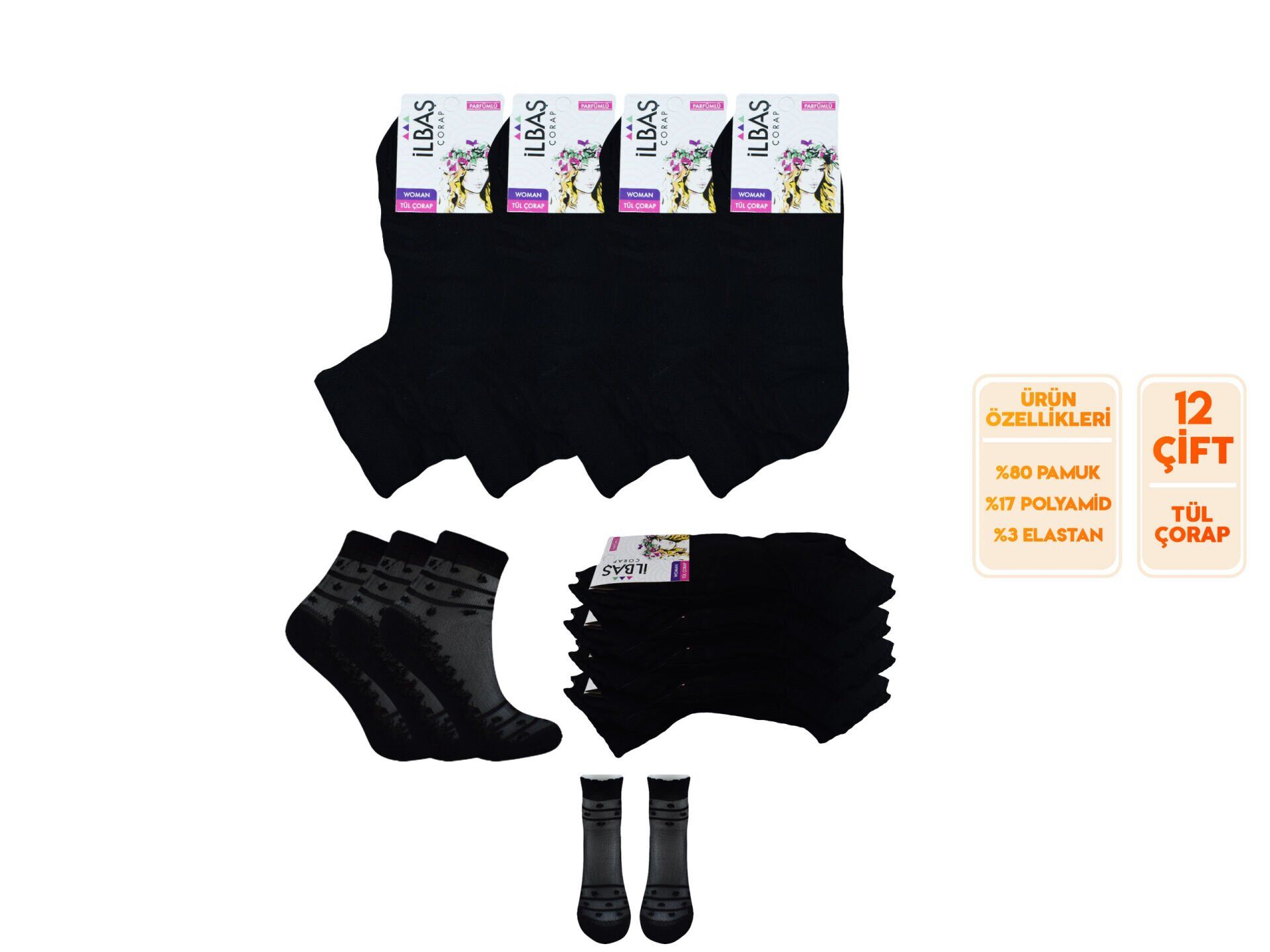 İlbaş 1-5 Bayan Tül Patik 12'li