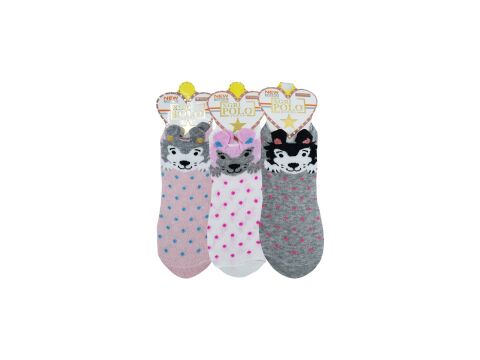 XGRİ POLO (B-6-5) 3'lü Bayan Penye Üç Boyutlu Sneaker 12'li