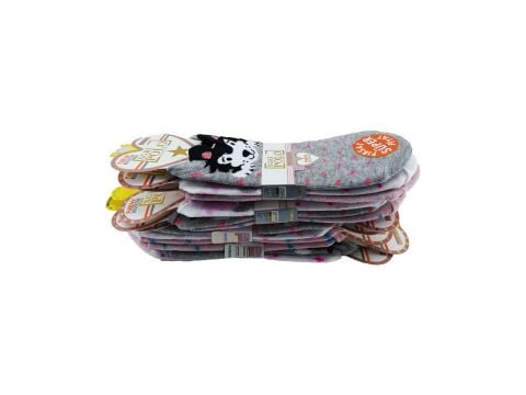 XGRİ POLO (B-6-5) 3'lü Bayan Penye Üç Boyutlu Sneaker 12'li