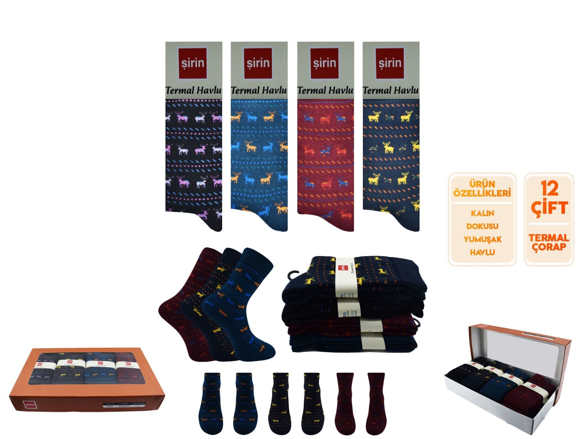 Şirin 5750-2 Bayan Termal Havlu Soket 12'li