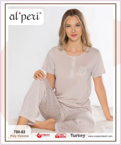Alperi 780-53 (M-L-XL-XXL) Bayan Kısa Kollu Pijama Takım 4'lü
