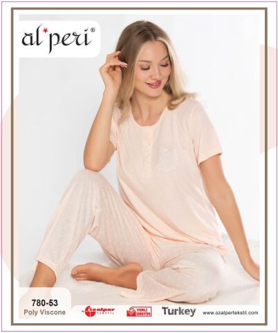 Alperi 780-53 (M-L-XL-XXL) Bayan Kısa Kollu Pijama Takım 4'lü