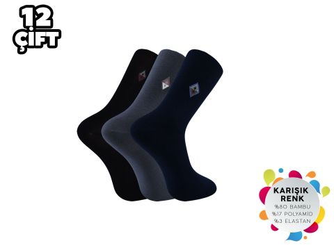 ADG 1016  Bambu Erkek Dikişsiz Çorap 12'li