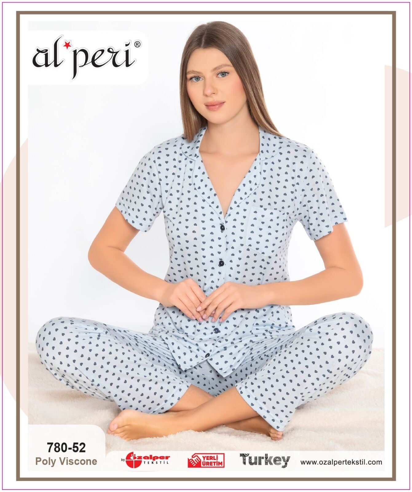 Alperi 780-52 (M-L-XL-XXL) Bayan Kısa Kollu Pijama Takım 4'lü