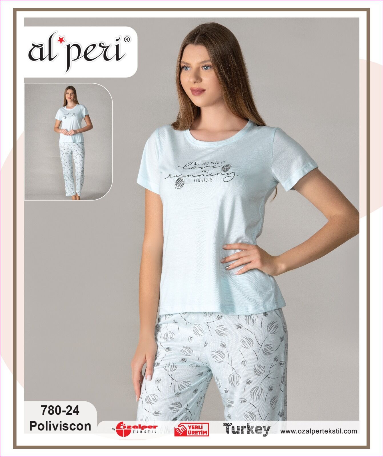 Alperi 780-24 (M-L-XL-XXL) Bayan Kısa Kollu Pijama Takım 4'lü