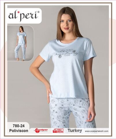 Alperi 780-24 (M-L-XL-XXL) Bayan Kısa Kollu Pijama Takım 4'lü