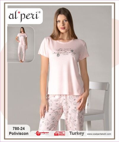 Alperi 780-24 (M-L-XL-XXL) Bayan Kısa Kollu Pijama Takım 4'lü