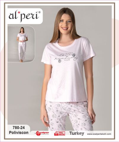 Alperi 780-24 (M-L-XL-XXL) Bayan Kısa Kollu Pijama Takım 4'lü