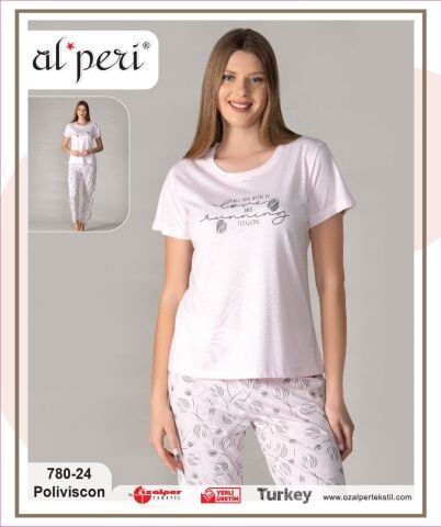 Alperi 780-24 (M-L-XL-XXL) Bayan Kısa Kollu Pijama Takım 4'lü