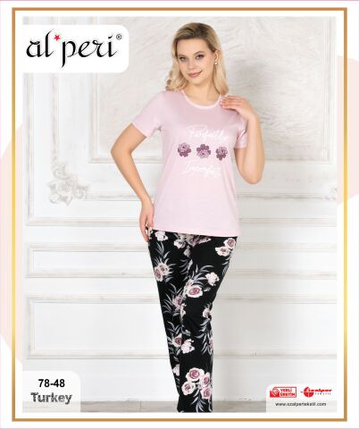 Alperi 78-48 (M-L-XL-XXL) Bayan Kısa Kollu Pijama Takım 4'lü