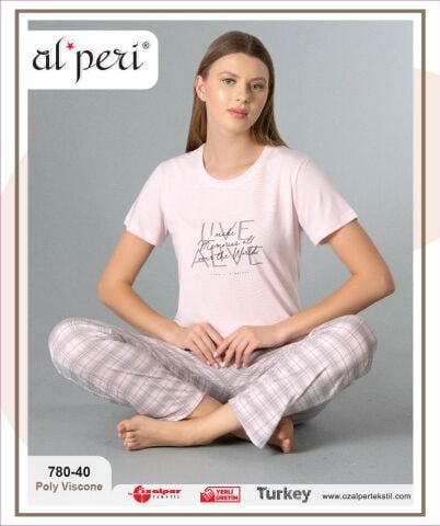 Alperi 780-40 (M-L-XL-XXL) Bayan Kısa Kollu Pijama Takım 4'lü