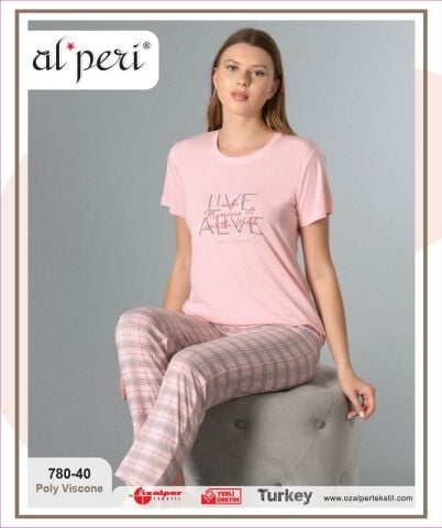 Alperi 780-40 (M-L-XL-XXL) Bayan Kısa Kollu Pijama Takım 4'lü