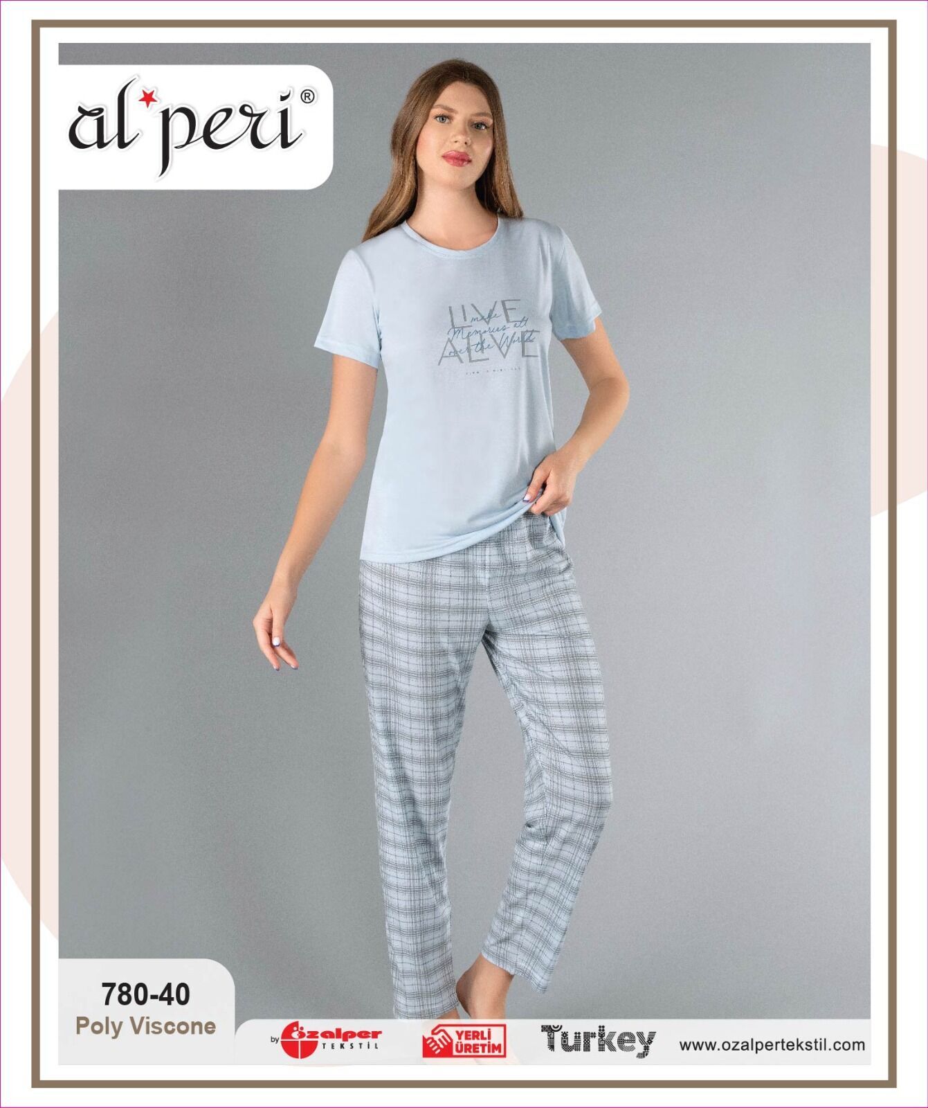 Alperi 780-40 (M-L-XL-XXL) Bayan Kısa Kollu Pijama Takım 4'lü