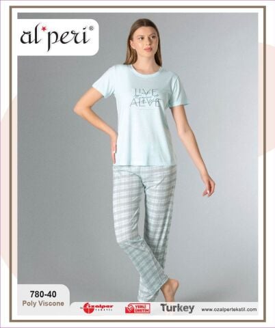 Alperi 780-40 (M-L-XL-XXL) Bayan Kısa Kollu Pijama Takım 4'lü