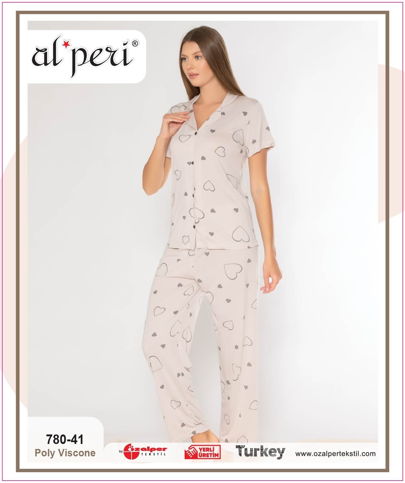 Alperi 780-41 (M-L-XL-XXL) Bayan Kısa Kollu Pijama Takım 4'lü