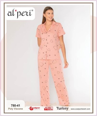Alperi 780-41 (M-L-XL-XXL) Bayan Kısa Kollu Pijama Takım 4'lü