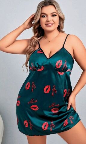 NIGHTLIGHT 3653 Battal Beden Saten Gecelik