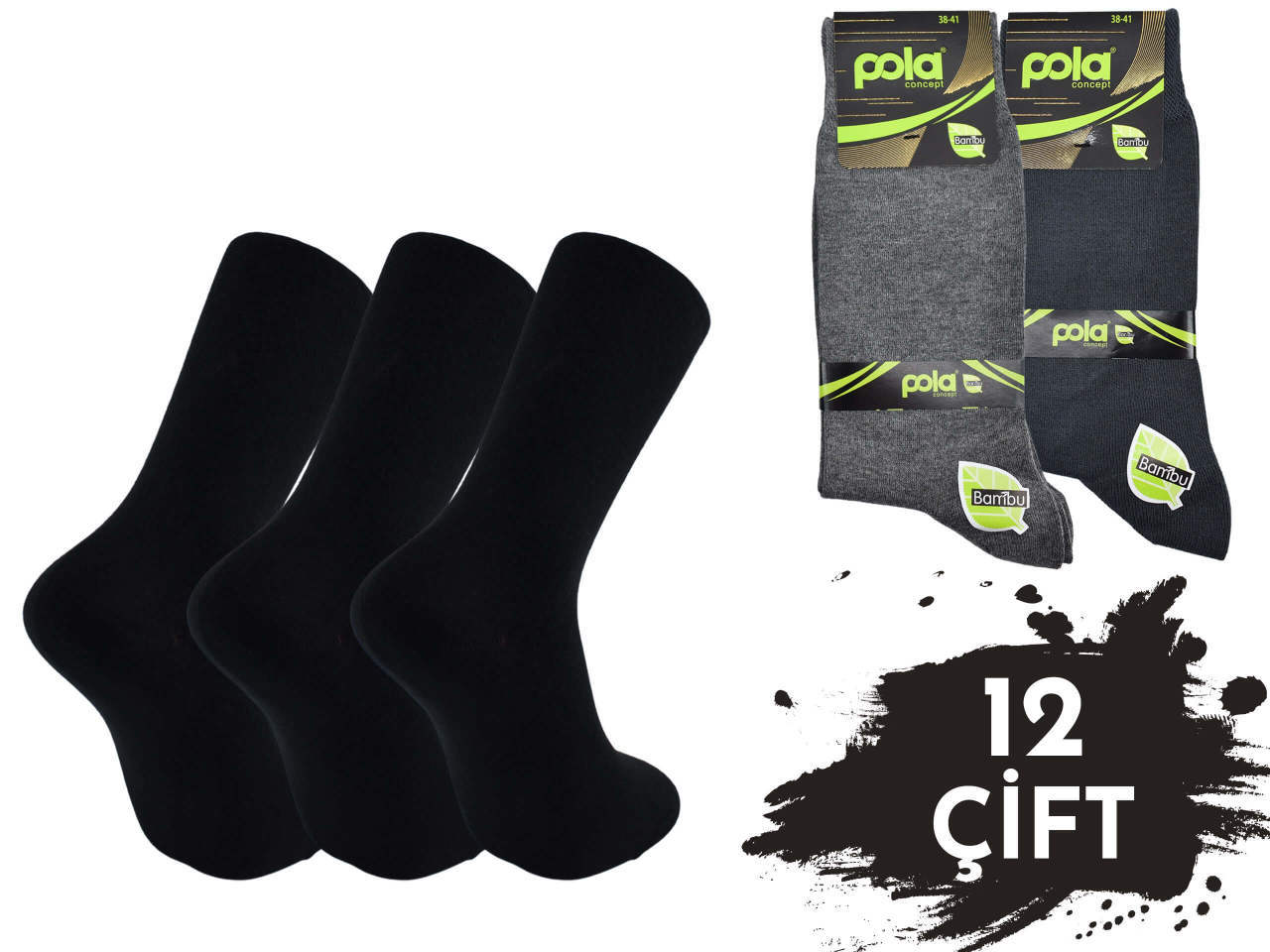 Pola 1518 Dört Mevsim Likralı Garson Boy Erkek Bambu Çorap 12'li