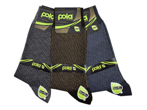 Pola 1516 Dört Mevsim Likralı Erkek Bambu Çorap 12'li