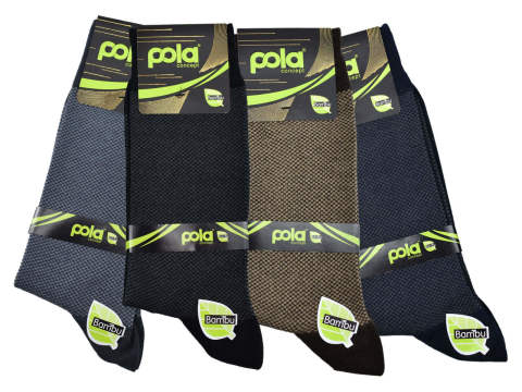 Pola 1515 Dört Mevsim Likralı Erkek Bambu Çorap 12'li