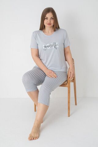 Alperi B770-02 (3XL-4XL-5XL-6XL) Bayan Kısa Kollu Kapri Pijama Takım 4'lü