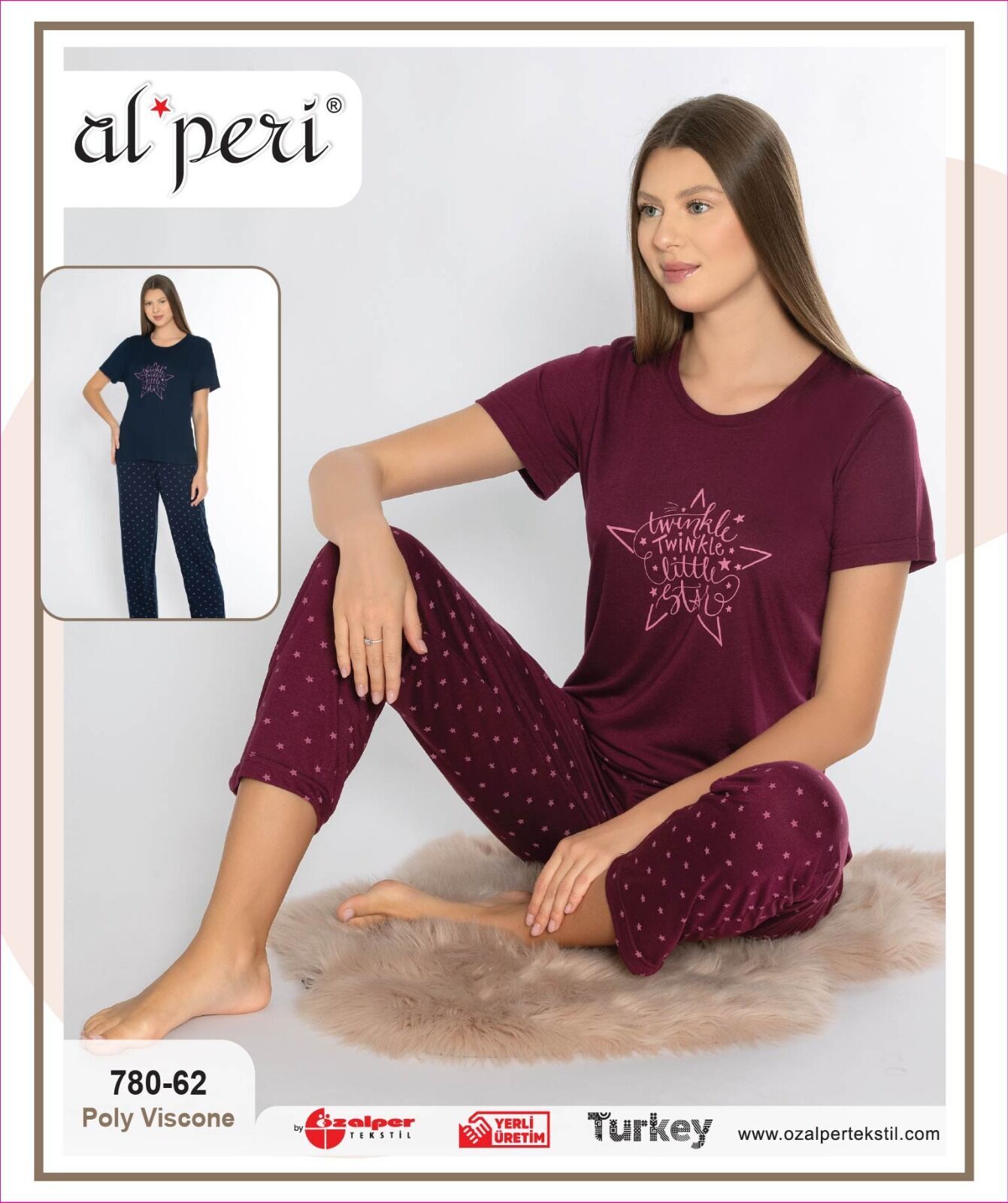 Alperi 780-62 (M-L-XL-XXL) Bayan Kısa Kollu Pijama Takım 4'lü