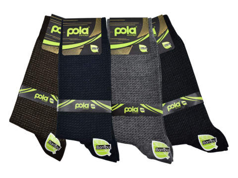 Pola 1511 Dört Mevsim Likralı Erkek Bambu Çorap 12'li