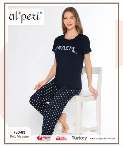 Alperi 780-63 (M-L-XL-XXL) Bayan Kısa Kollu Pijama Takım 4'lü