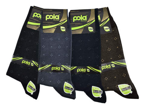 Pola 1513 Dört Mevsim Likralı Erkek Bambu Çorap 12'li