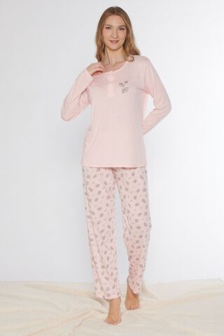 Alperi 790-77 (M-L-XL-XXL) Bayan Uzun Kollu Pijama Takım 4'lü