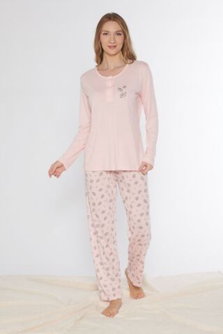 Alperi 790-77 (M-L-XL-XXL) Bayan Uzun Kollu Pijama Takım 4'lü