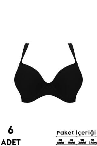 Liza 2420 Balenli Destekli Geniş Askılı Mikro Bayan Sütyen 6'lı