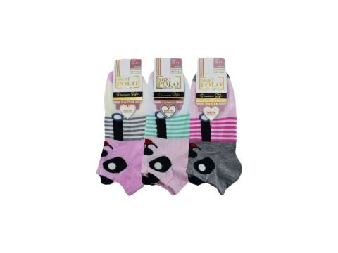 XGRİ POLO 49-6 Üç Boyutlu Bayan Penye Patik Çorap 12'li