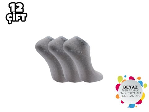 Esinti Düz Beyaz Bayan Penye Patik 12'li