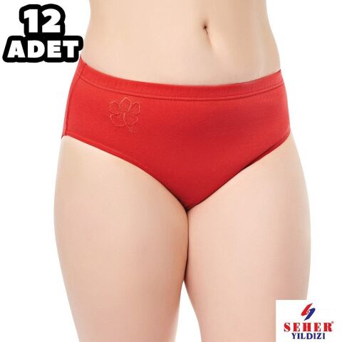 Seher 0025 Düz Renk İşli Bayan Kom 12'li