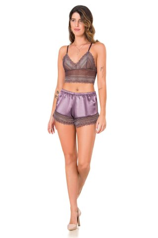 Moongirl 312 Bayan Saten Şortlu Takım