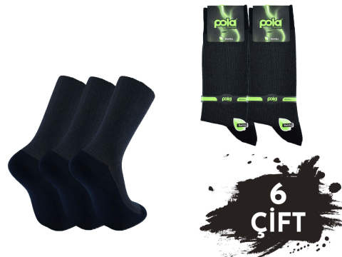 Pola 1255 Dört Mevsim Likralı Erkek Bambu Çorap 6'lı